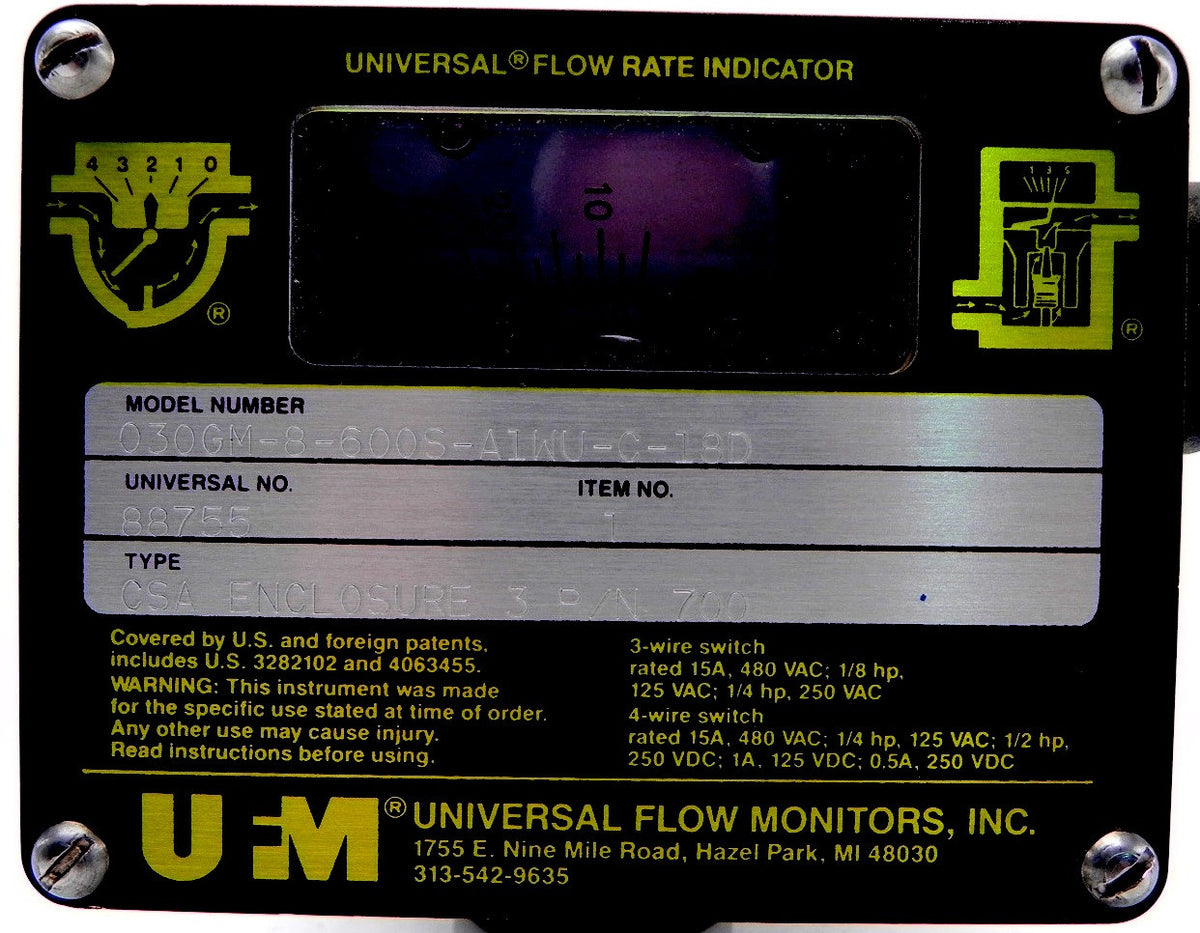 UFM Universal Flow Monitor 030GM-8-600S-A1WU-C-18D - Advance Operations