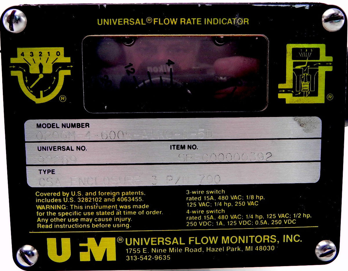 UFM Universal Flow Monitor 020GM-4-600S-A1WU-C-5D - Advance Operations