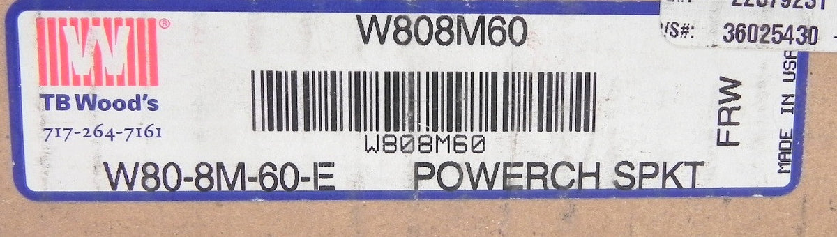 Wood's Power Chain Belt Sprocket W808M60  W80-8M-60-E - Advance Operations