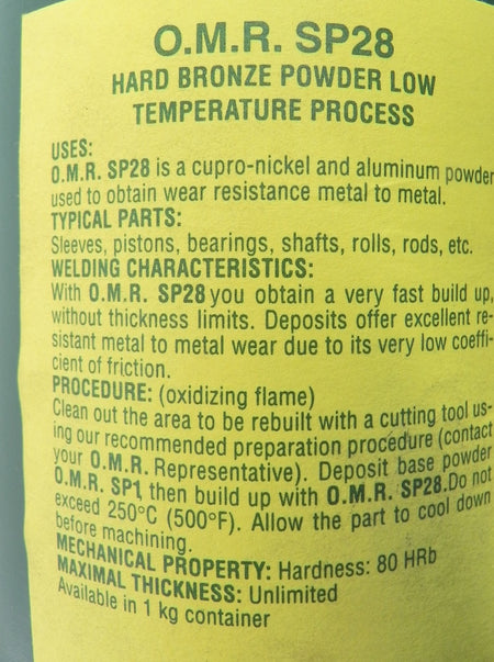 O.M.R. Hard Bronze Metal Powder SP28 1Kg / 2.2 Lbs All Purpose - Advance Operations
