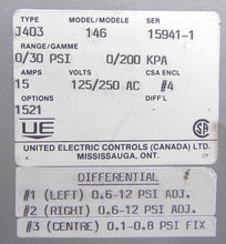 Load image into Gallery viewer, United Electric Pressure Switch J403 Model 146 - Advance Operations
