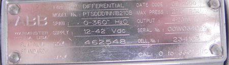 ABB Bailey Differential Pressure Transmitter PTSDDD1NN1B210B PTSDDD + Diaphragm - Advance Operations