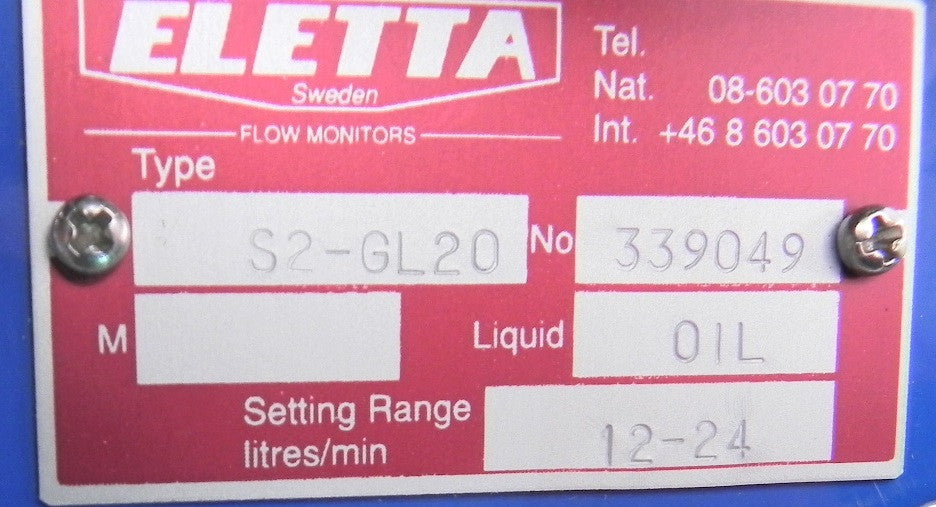 Eletta Oil Flow Monitor Valve S2-GL20  3/4" Npt - Advance Operations
