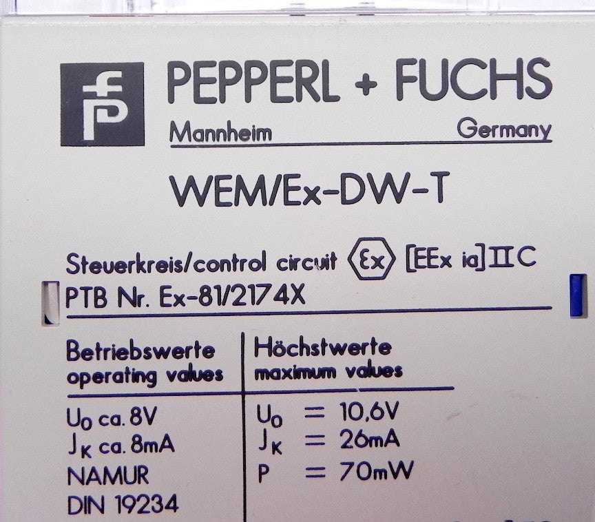 Pepperl+Fuchs Speed Monitor WEM/Ex-DW-T - Advance Operations
