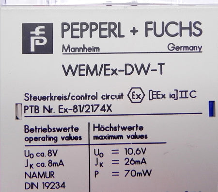 Pepperl+Fuchs Speed Monitor WEM/Ex-DW-T - Advance Operations