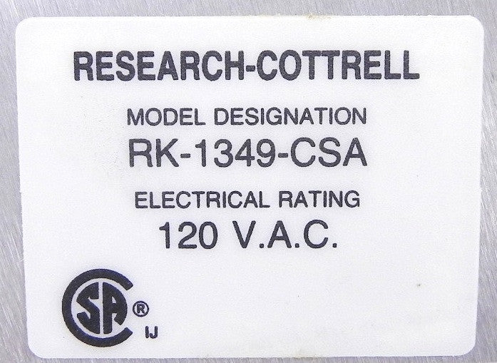 Research-Cottrell Keypad Display Panel RK-1349-CSA - Advance Operations