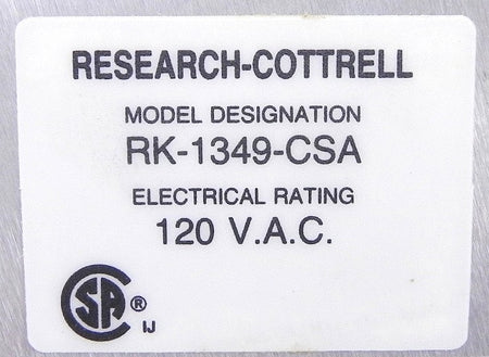 Research-Cottrell Keypad Display Panel RK-1349-CSA - Advance Operations