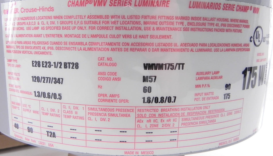 Crouse-Hinds Champ Series Lighting Fixture VMVM175/TT - Advance Operations