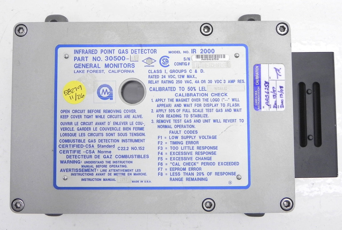 General Monitors Point Gas Detector IR 2000  30500 - Advance Operations