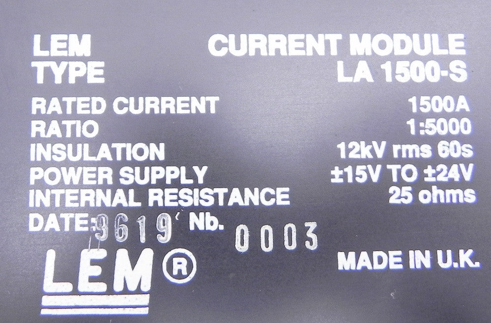 LEM Current Transducer Module LA 1500-S - Advance Operations