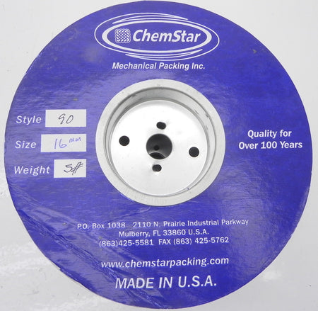 ChemStar Style 90 16mm or 5/8" Braided Carbon Graphite Compression Mechanical Packing - Advance Operations