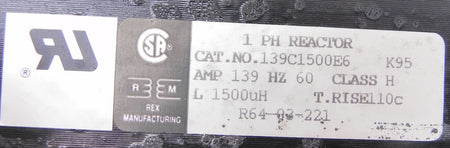 REX Manufacturing 1 PH Reactor R64-03-221 139C1500E6 - Advance Operations