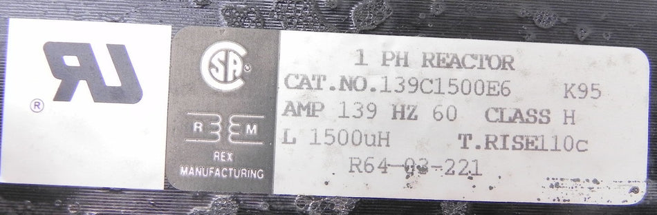 REX Manufacturing 1 PH Reactor R64-03-221 139C1500E6 - Advance Operations