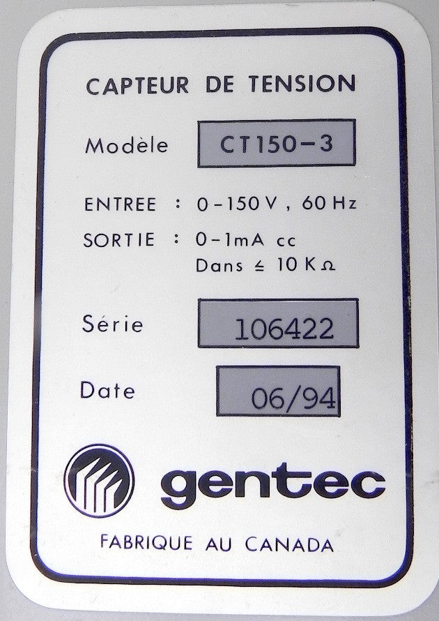 Gentec Voltage Sensor CT150-3 - Advance Operations