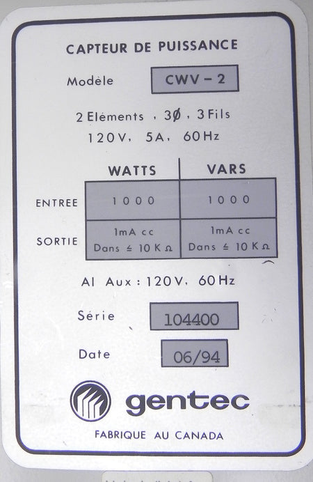 Gentec Power Sensor CWV-2 - Advance Operations