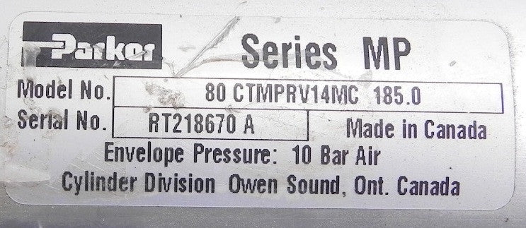 Parker Pneumatic Cylinder 80 CTMPRV14MC 185.0 - Advance Operations