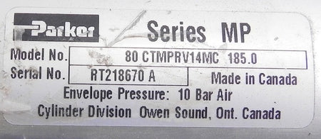 Parker Pneumatic Cylinder 80 CTMPRV14MC 185.0 - Advance Operations