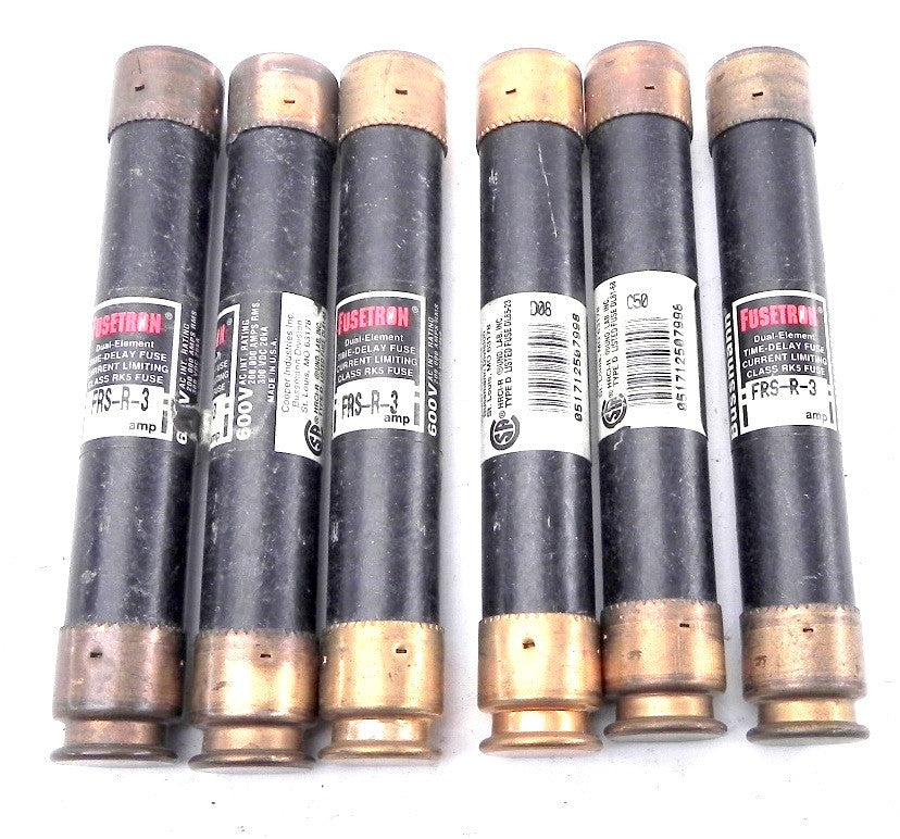 Bussmann Fusetron Time Delay Fuse FRS-R-3 (Lot of 6) - Advance Operations
