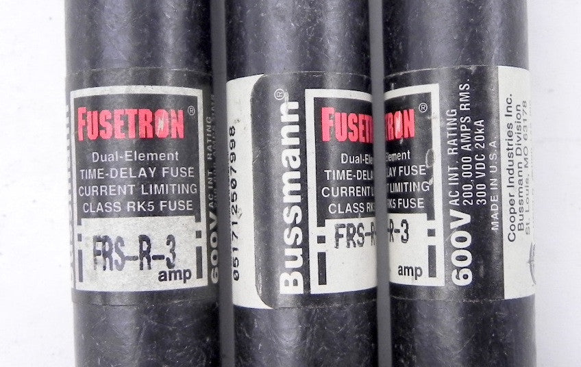 Bussmann Fusetron Time Delay Fuse FRS-R-3 (Lot of 6) - Advance Operations