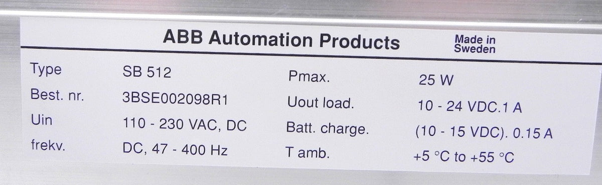 ABB Power supply 3BSE002098R1  SB512 - Advance Operations