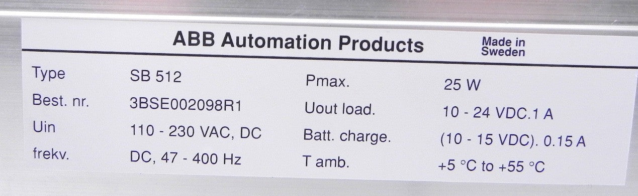 ABB Power supply 3BSE002098R1  SB512 - Advance Operations