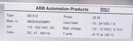 ABB Power supply 3BSE002098R1  SB512 - Advance Operations