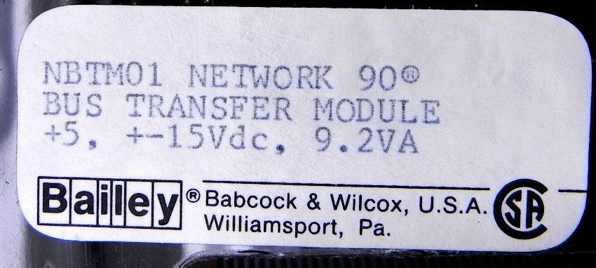 Bailey Network Bus Transfer Module NBTM01 - Advance Operations