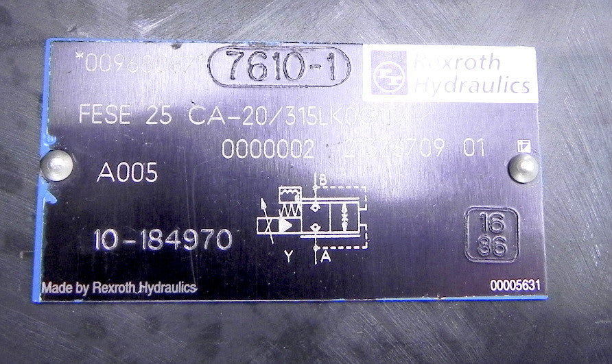 Rexroth Hydraulics Proportional Valve FESE25 CA-20/315LK0G1M - Advance Operations