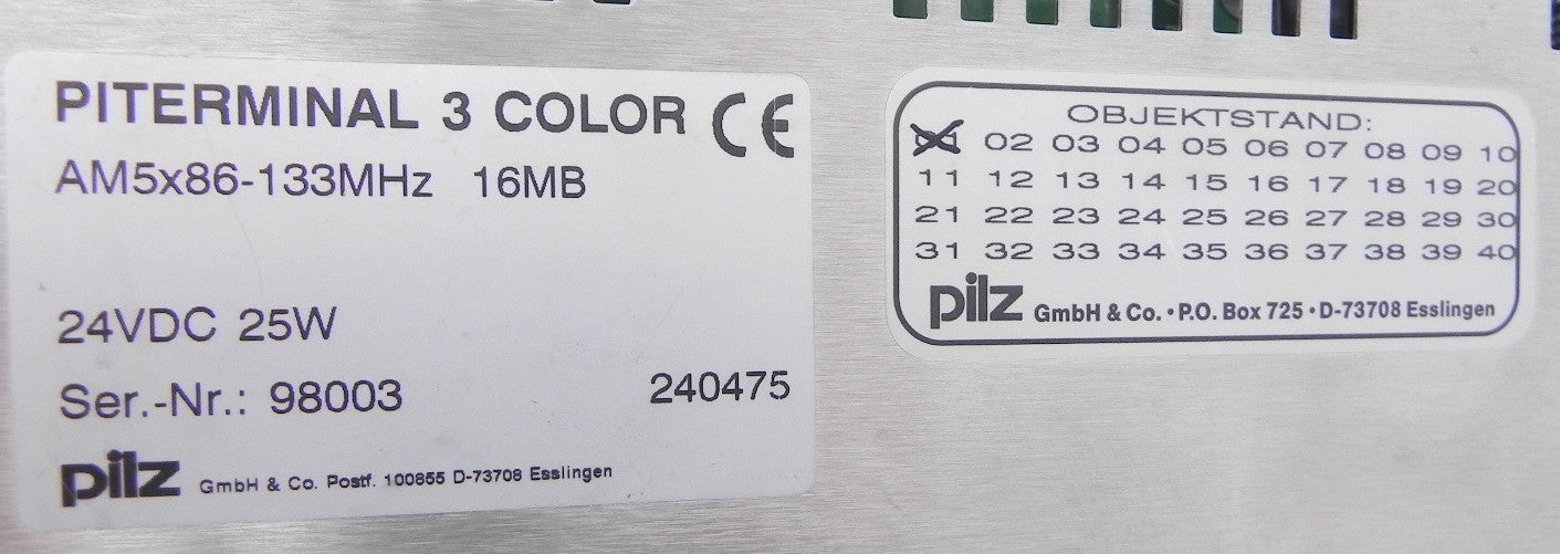 Pilz Operator Interface AM5x86-133MHz 16MB - Advance Operations