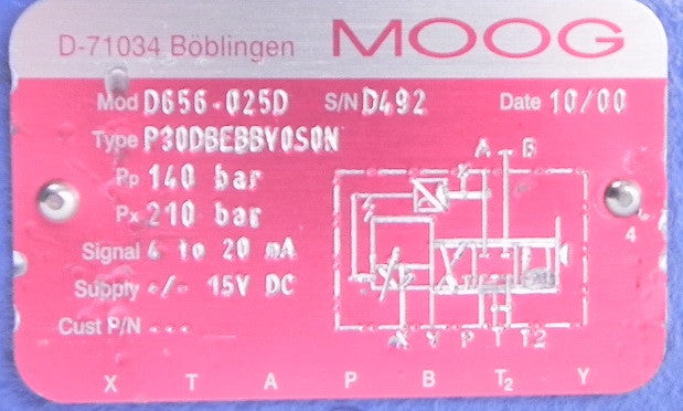 Moog Proportional Valve  D656-025D P30DBEBBV0S0N - Advance Operations