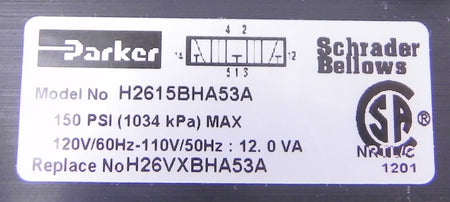 Parker Solenoid Valve H2615BHA53A - Advance Operations