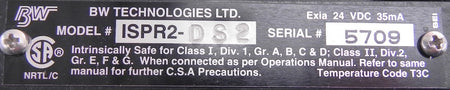 BW Technologies I.S Plant Rat SO 2ppm ISPR2-DS2 - Advance Operations