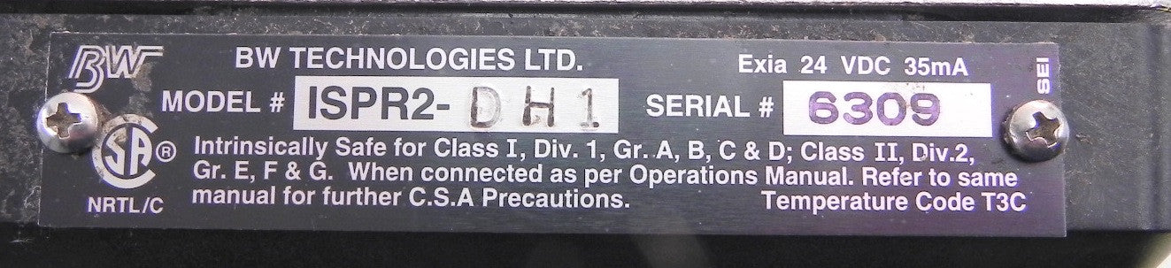 BW Technologies  I.S. Plant Rat H2S ppm  ISPR2-DH1 - Advance Operations