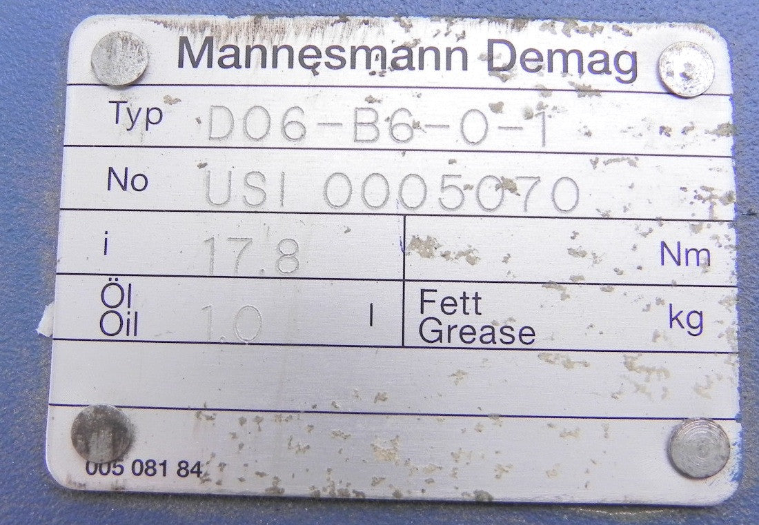 Mannesmann  In-Line Speed Reducer  D06-B6-0-1  Ratio 18:1 - Advance Operations