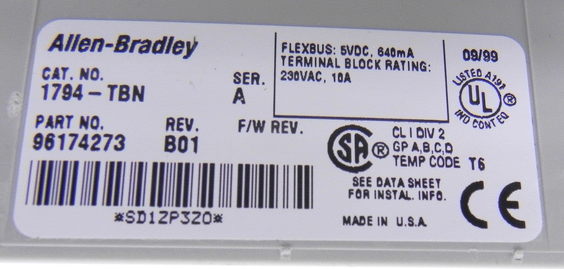 Allen-Bradley Terminal Block 1794-TBN Series A - Advance Operations
