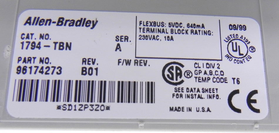 Allen-Bradley Terminal Block 1794-TBN Series A - Advance Operations