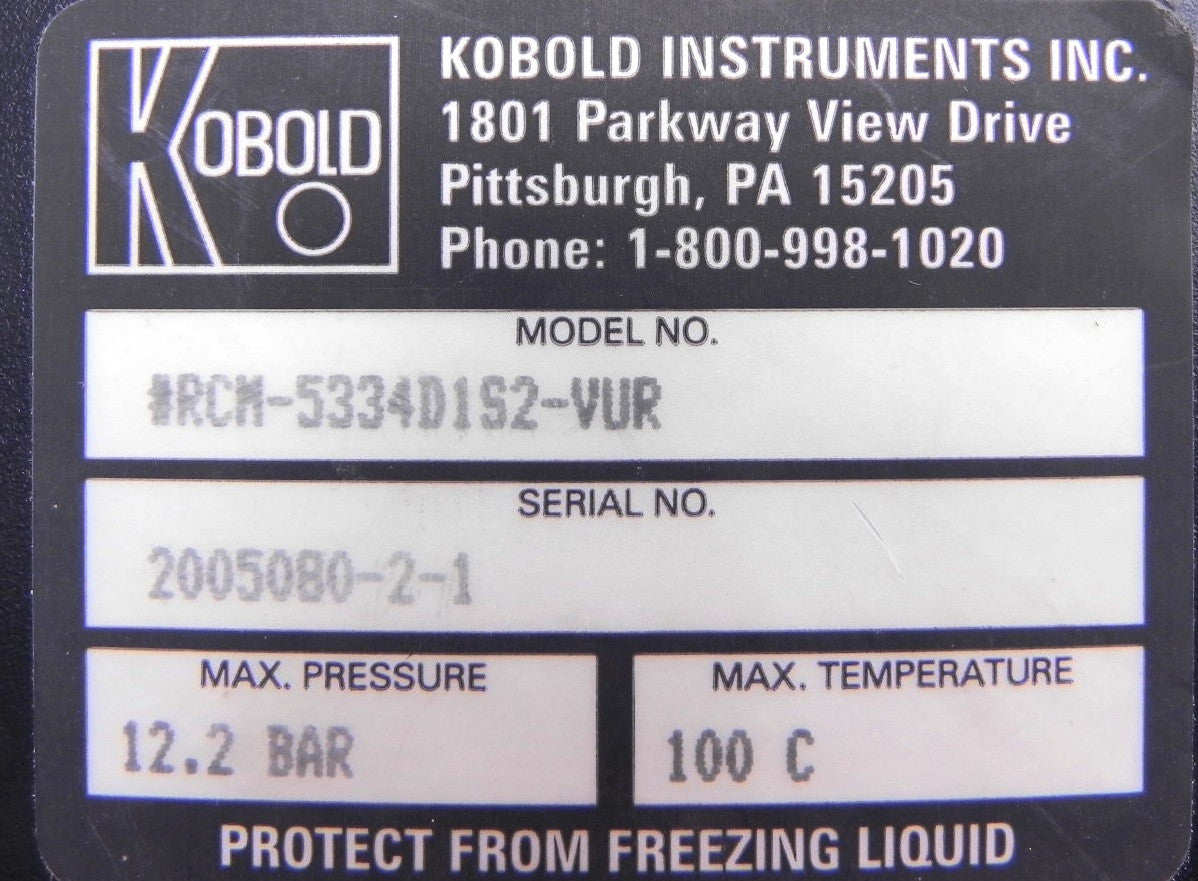 Kobold Wafer Flowmeter RCM-5334D1S2-VUR Mint Condition - Advance Operations
