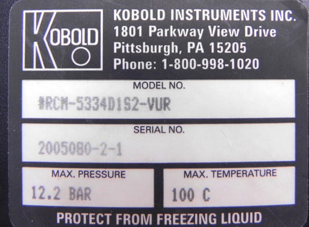 Kobold Wafer Flowmeter RCM-5334D1S2-VUR Mint Condition - Advance Operations