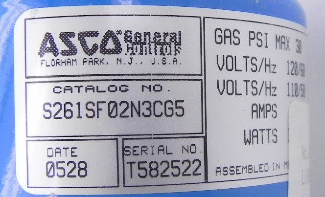 Asco Solenoid Gas Valve S261SF02N3CG5 - Advance Operations