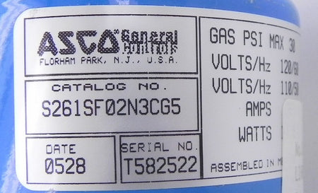 Asco Solenoid Gas Valve S261SF02N3CG5 - Advance Operations