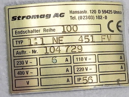 Stromag AG Geared Limit Switch Model 100 - Advance Operations