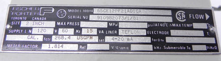 Fisher Magnetic Flow Meter 10D14 65CE12PF21AD1CA 2" - Advance Operations