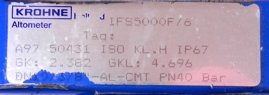 Krohne Altometer Flowmeter  IFS5000F/6  3/8" - Advance Operations