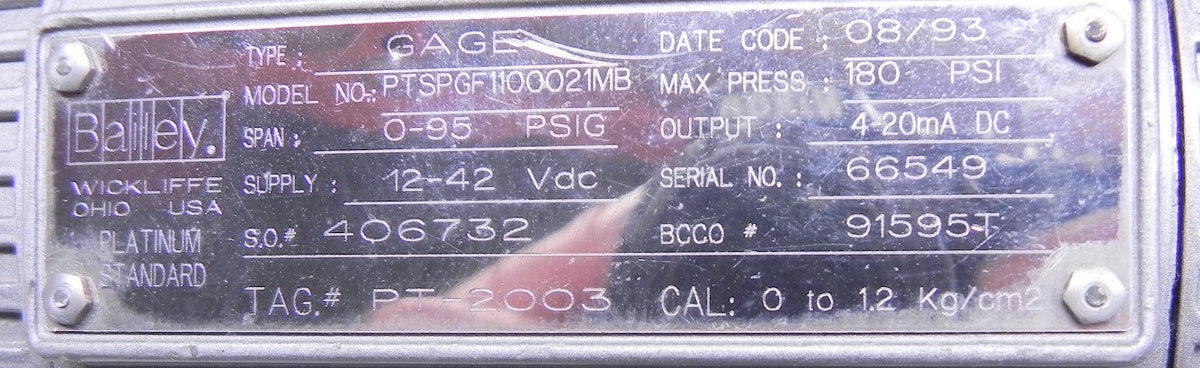 ABB Bailey Pressure Transmitter  PTSPGF1100021MB - Advance Operations