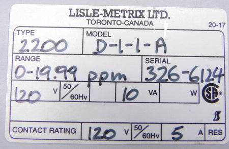 Lisle-Metrix pH/ORP Microprocessor Analyzer 2200D Model D-1-1-A. Range: 0-19.99 ppm. - Advance Operations