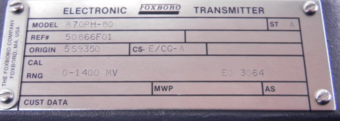 Foxboro Electronic Transmitter 870PH-80 - Advance Operations