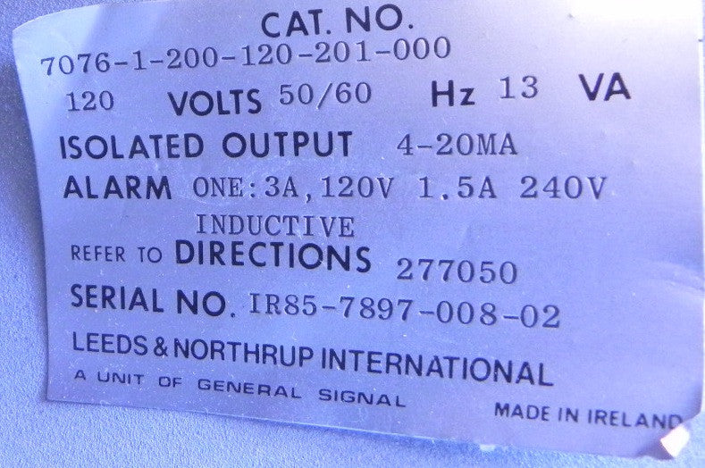 Leeds & Northrup Specific Conductance Micromhos 7076-1-120-201-000 - Advance Operations
