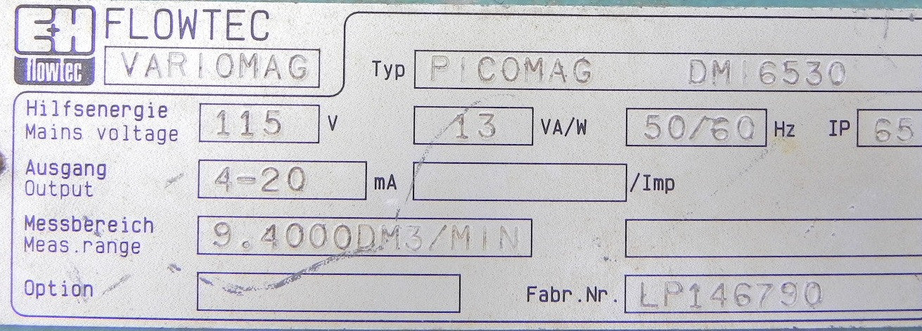Endress+Hauser  Variomag Picomag Flowmeter DMI 6530 - Advance Operations