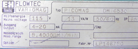 Endress+Hauser  Variomag Picomag Flowmeter DMI 6530 - Advance Operations