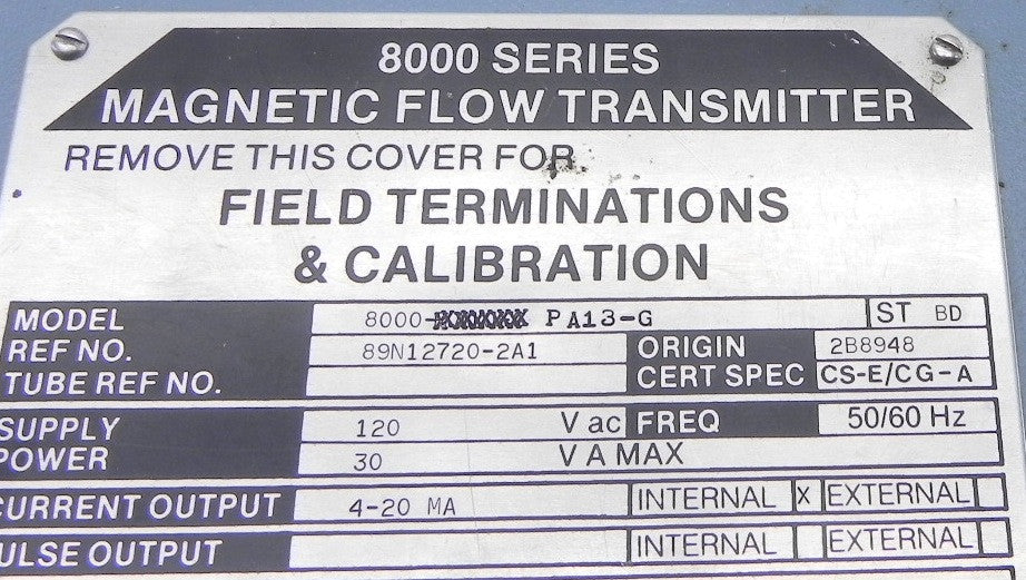 Foxboro Magnetic Flow Transmitter  8000 PA13-G - Advance Operations